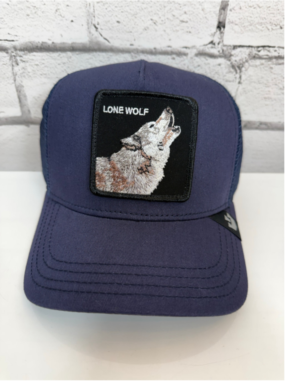 Men’s Goorin Bros Lone Wolf Hat Navy Blue Trucker Hat The Farm OSFM NWT